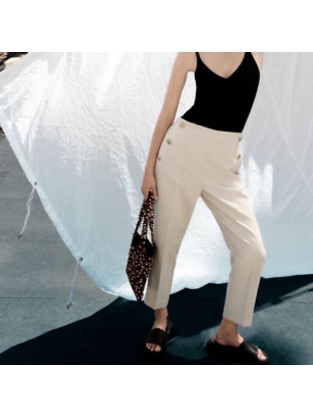NWT Zara Straight Leg Ecru Pants, Size XS